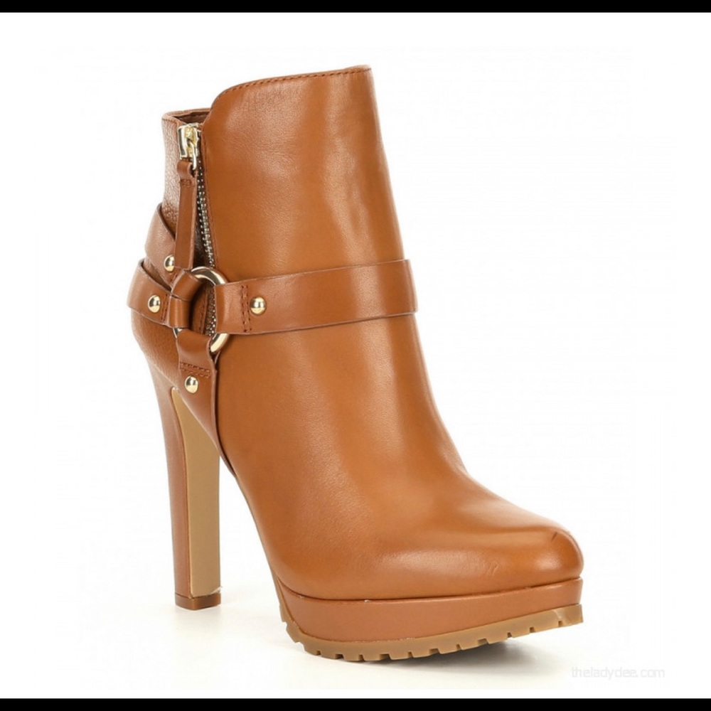 Gianni Bini Molle Buckle Leather Platform Booties